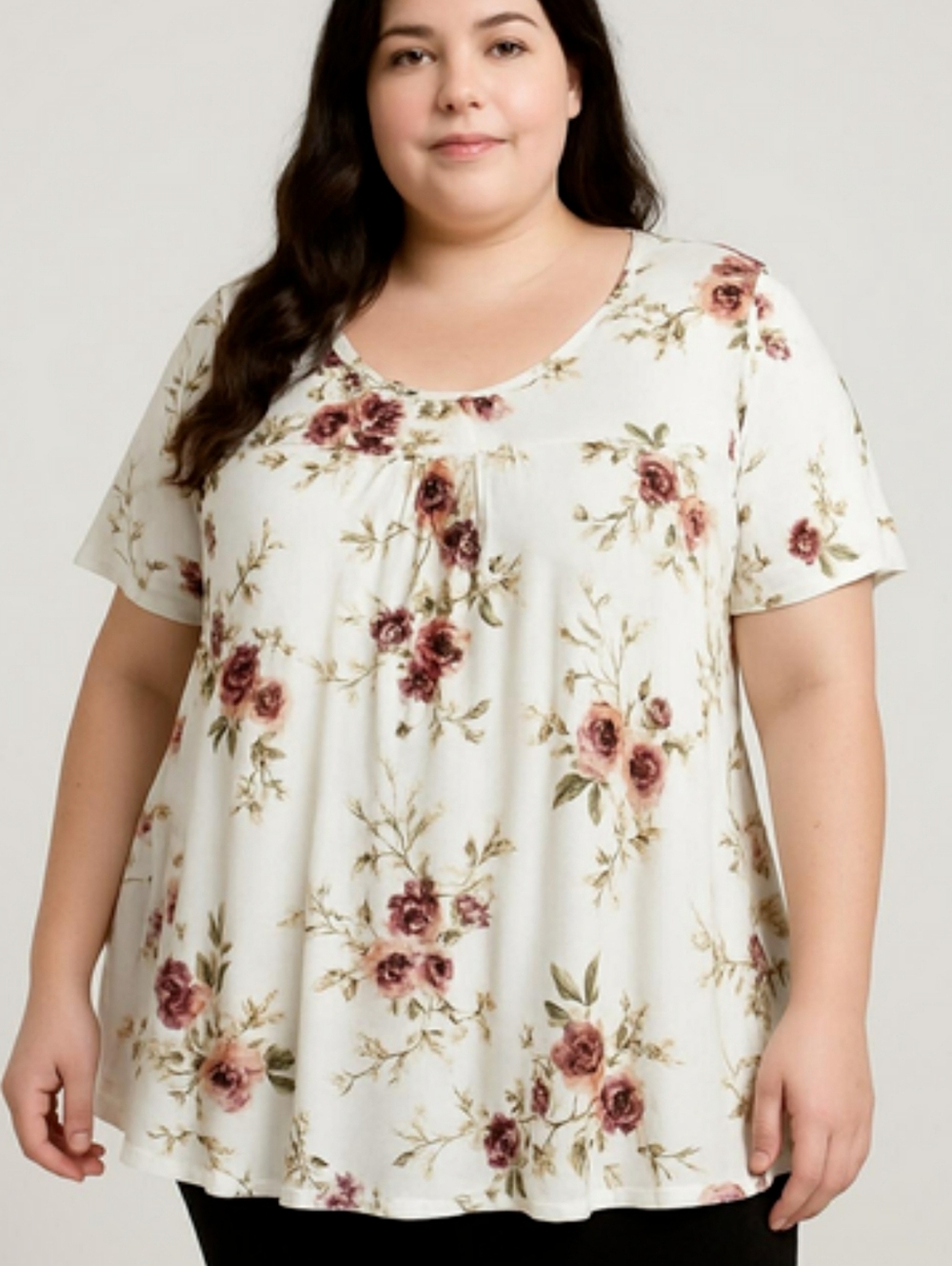 4X Floral Flowy Top Feminine Romantic Boho Cottagecore Pleated